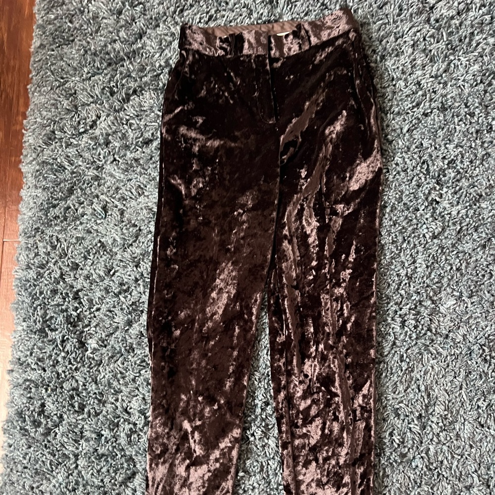 size 2 topshop velvet straight leg dress pants with pockets